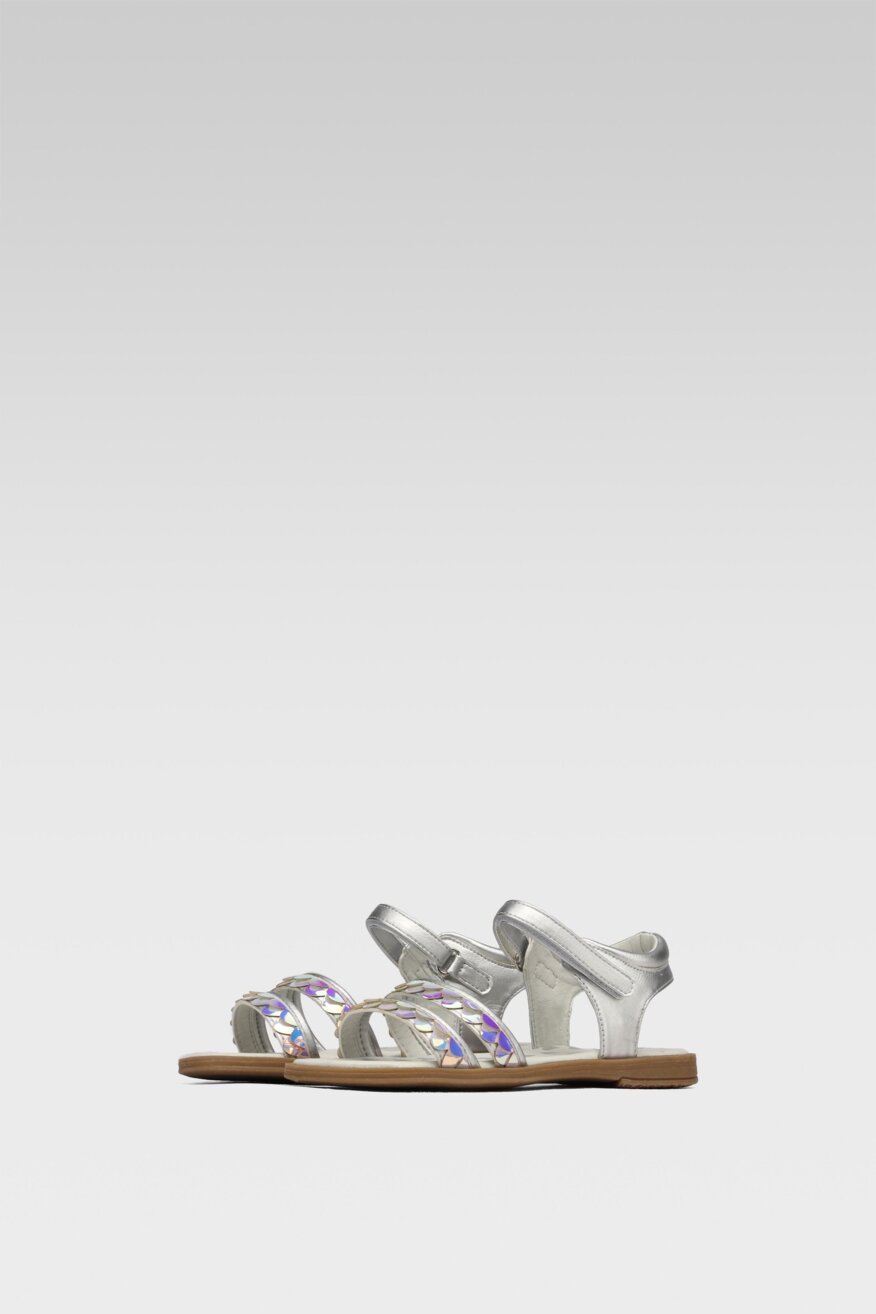 
                Nelli Blu - Sandały metaliczne srebrne - 5903698437262