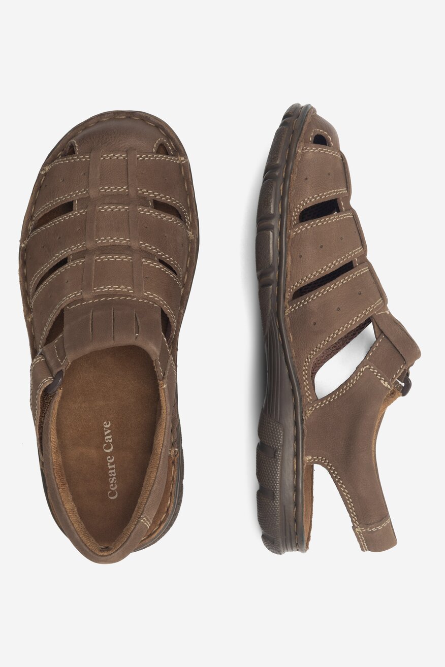 Cesare Cave - Skórzane sandały brązowe - 5904862909189