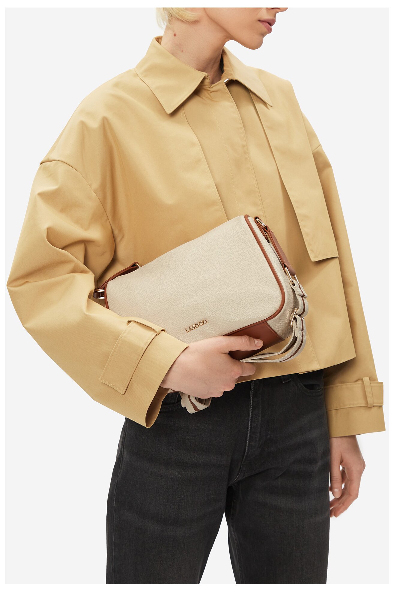 Kézitáska Lasocki LSK-O-006-07 CSONTSZÍNŰ