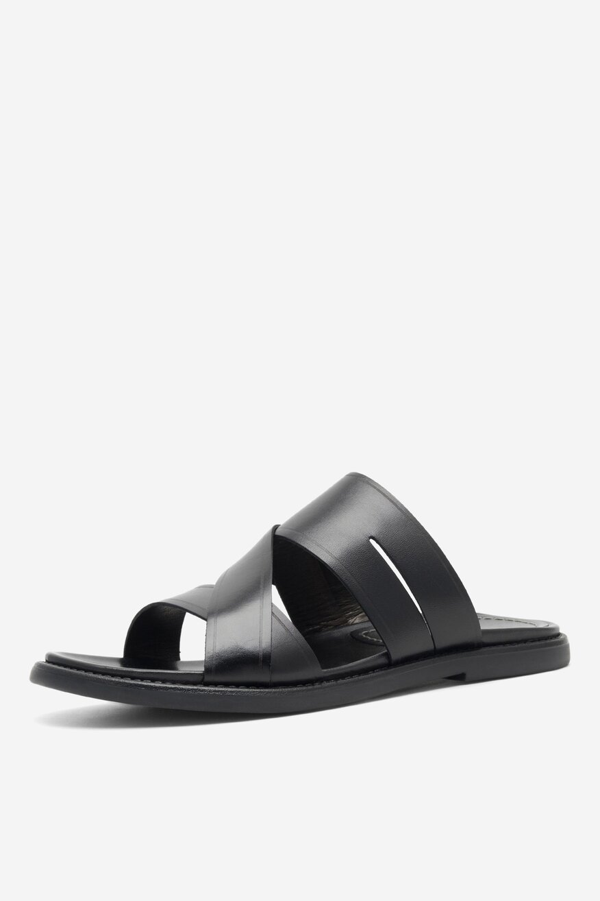 
                Gino Rossi - Skórzane klapki czarne - 5904862863948