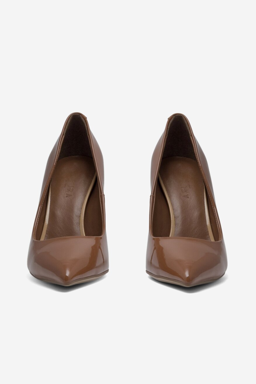 Badura - Skórzane czółenka brązowe - 5904862636542