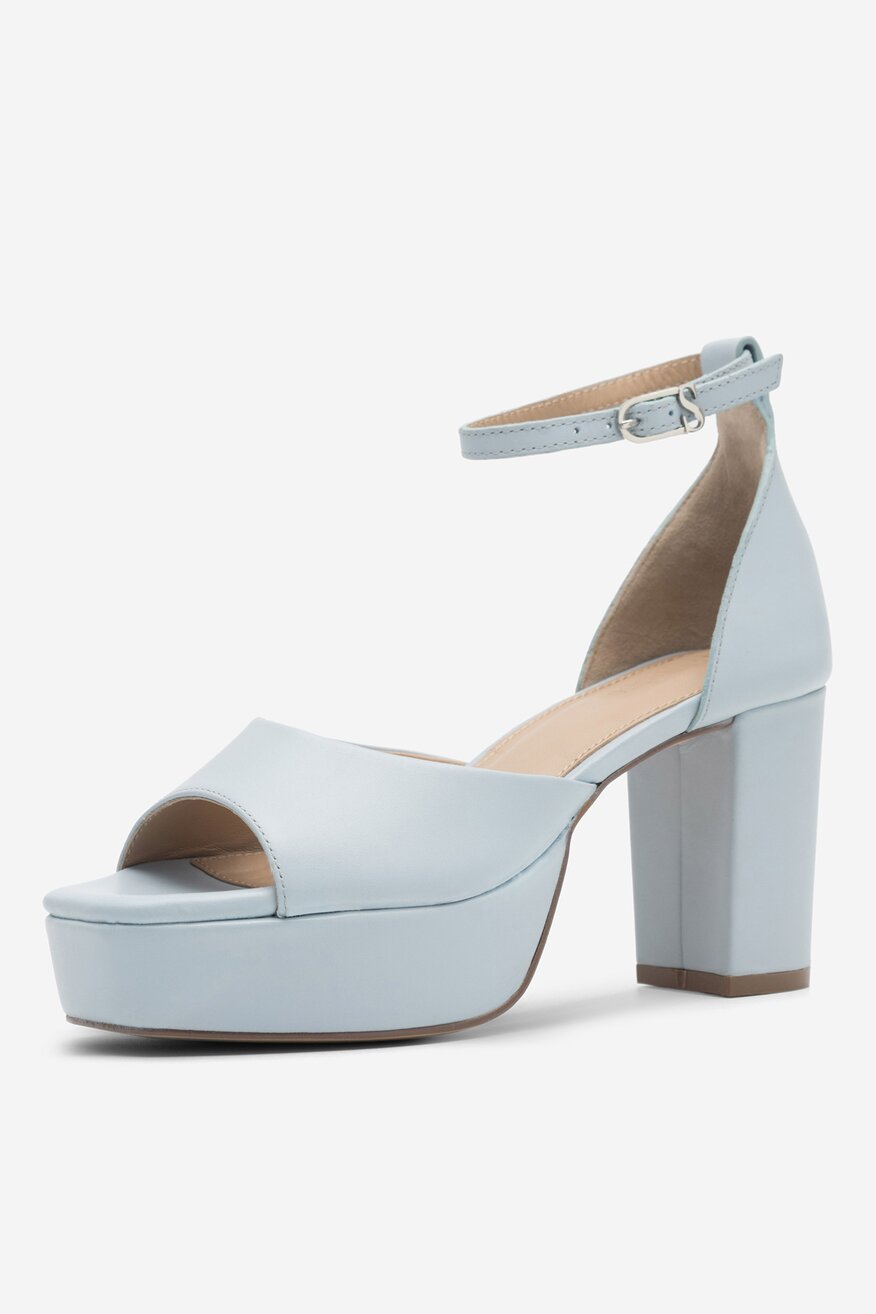 
                SIMPLE - Skórzane sandały niebieskie - 5904862795218