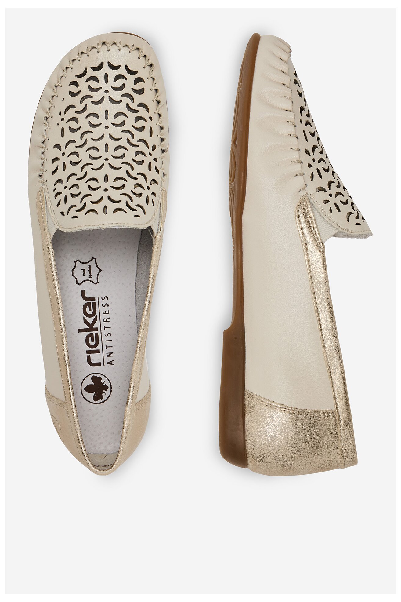 Baleriny Rieker L6350-60 Beżowy jasny
