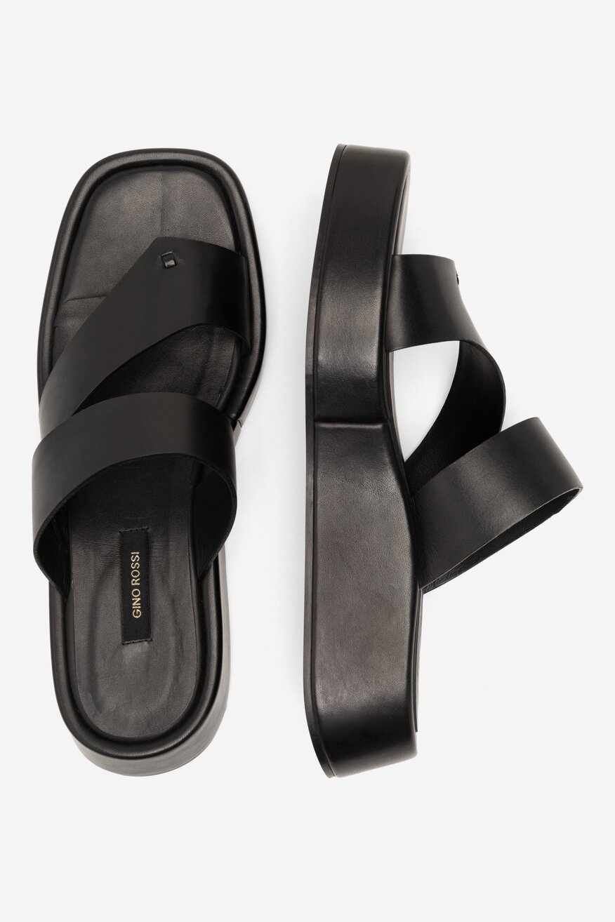 
                Gino Rossi - Skórzane klapki czarne - 5904862846590