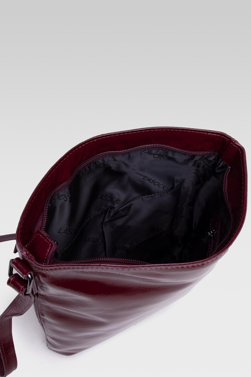 
                Lasocki - Torebka listonoszka skórzana bordowa - 5904248087548