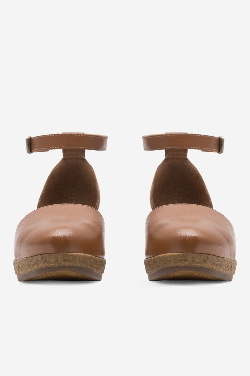 Sarah Karen - Skórzane czółenka brązowe - 5904862810065