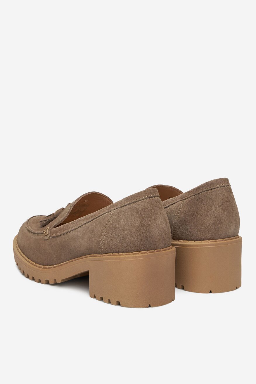 Lasocki - Loafersy zamszowe na obcasie - 5903698727332