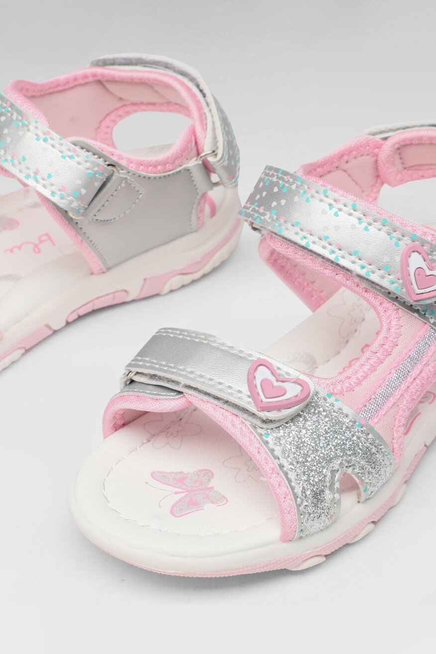 Nelli Blu - Sandały srebrne na rzep - 5903698435299