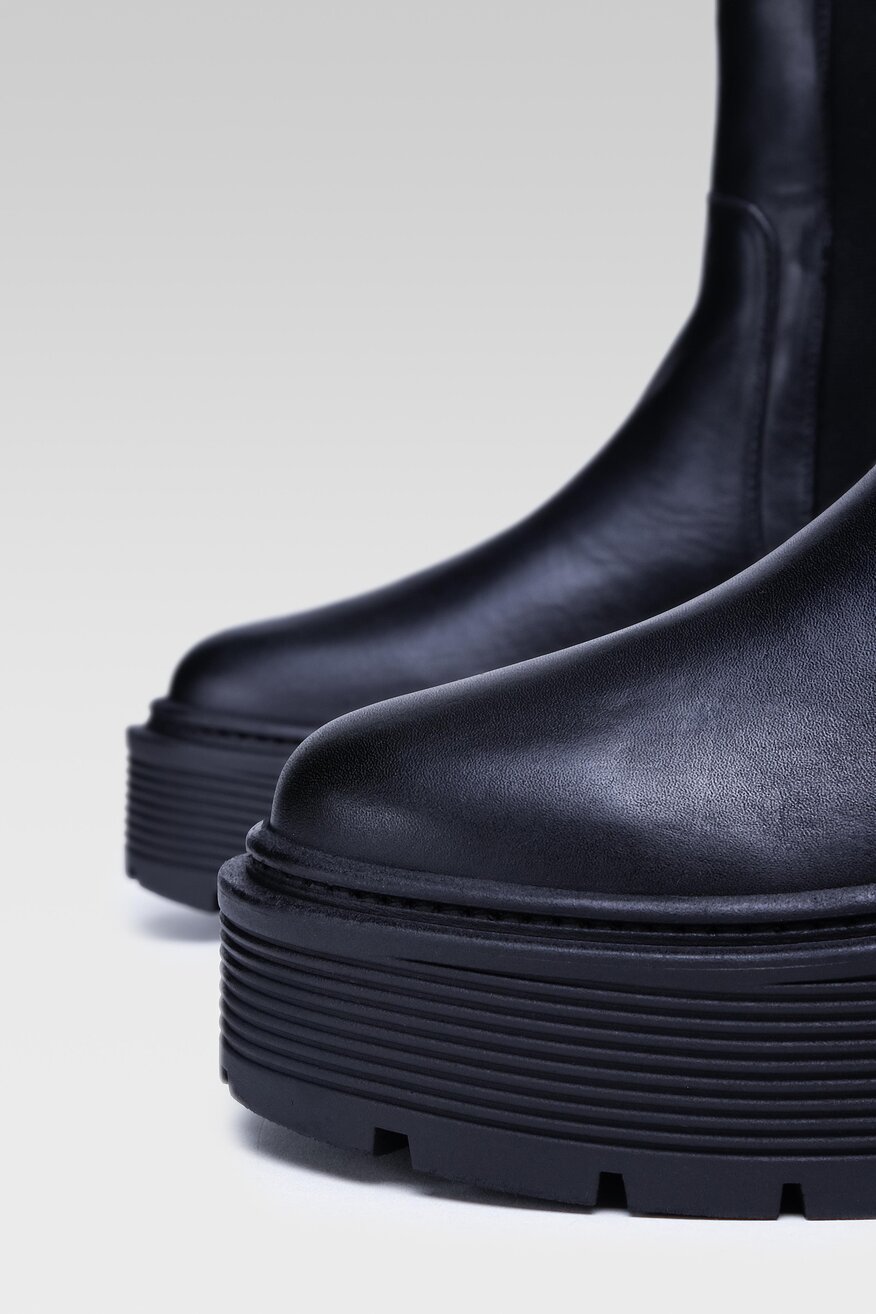 Badura - Skórzane botki czarne - 5904862186634