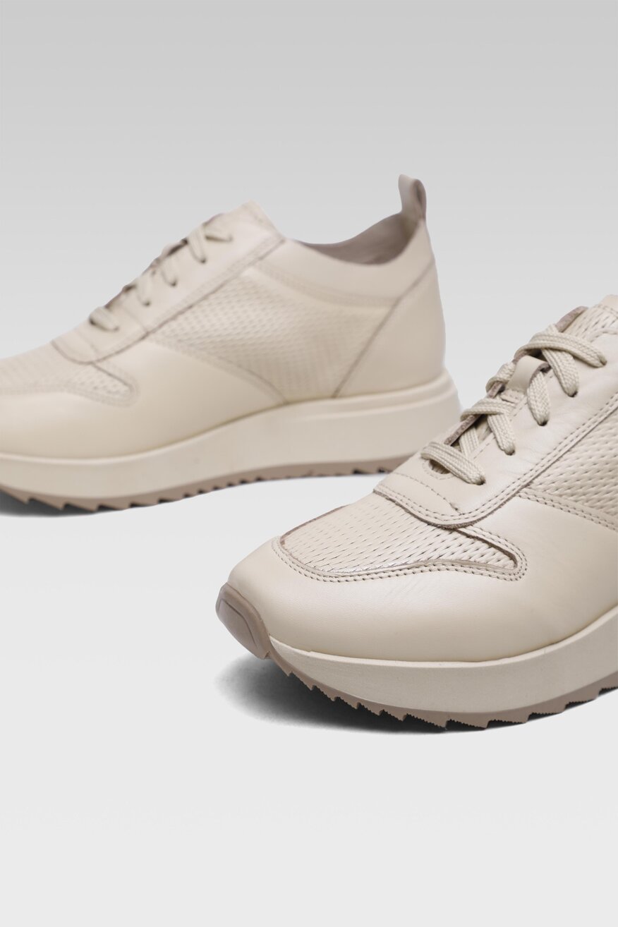 Gino Rossi Sport - Skórzane sneakersy beżowe - 5904248490584