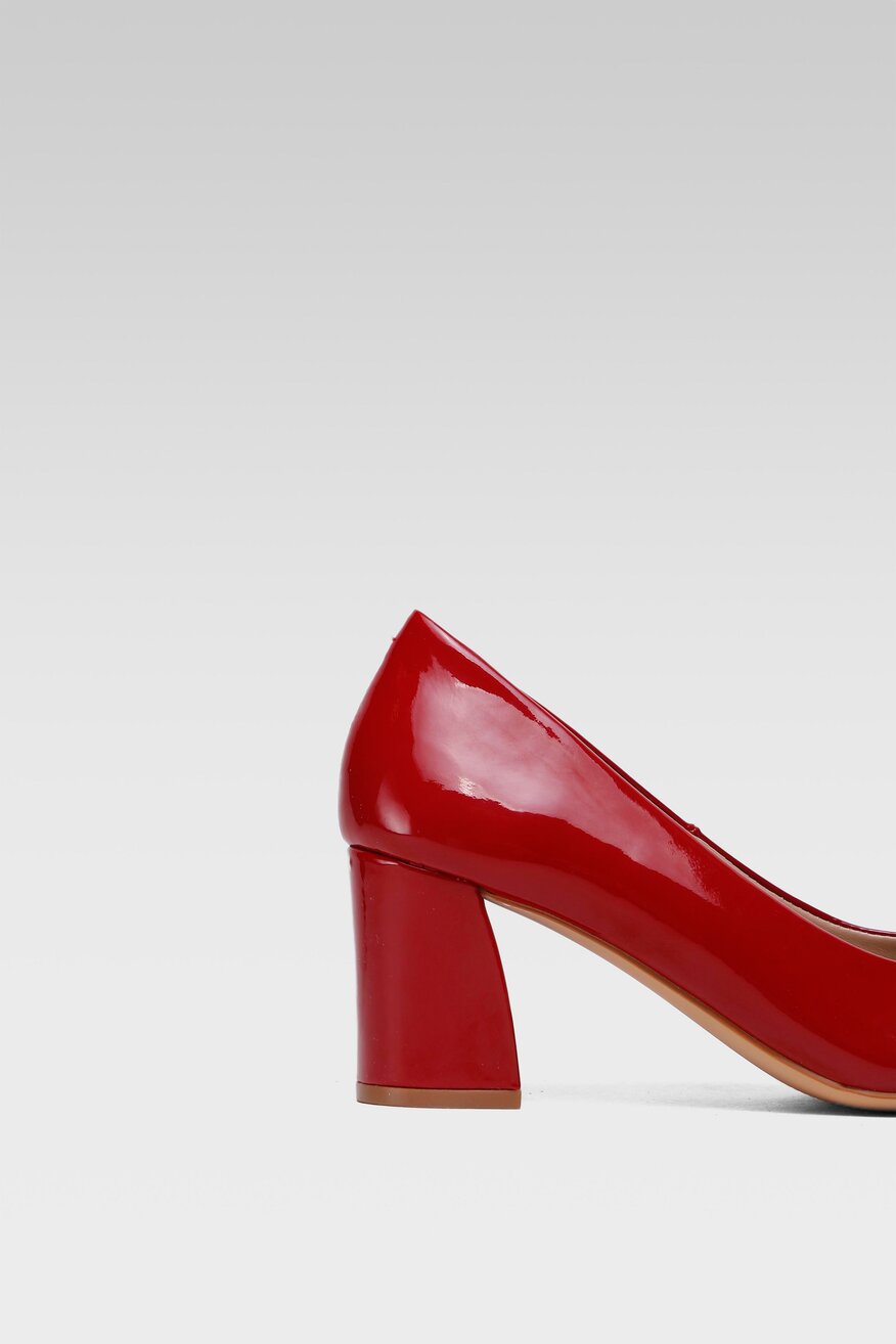 Lasocki - Skórzane czółenka czerwone - 5904248282080