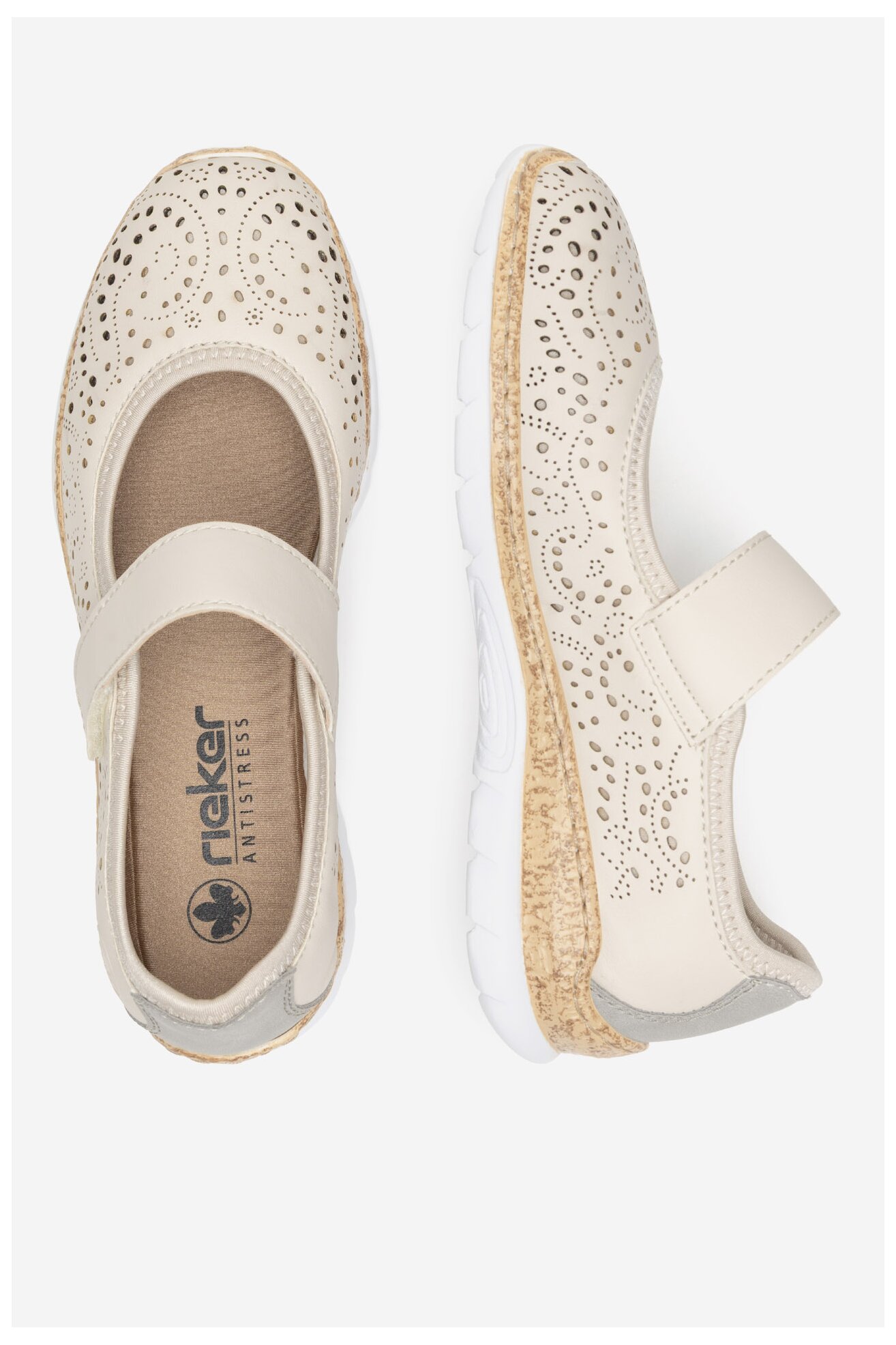 Baleriny Rieker N4299-60 Beżowy jasny