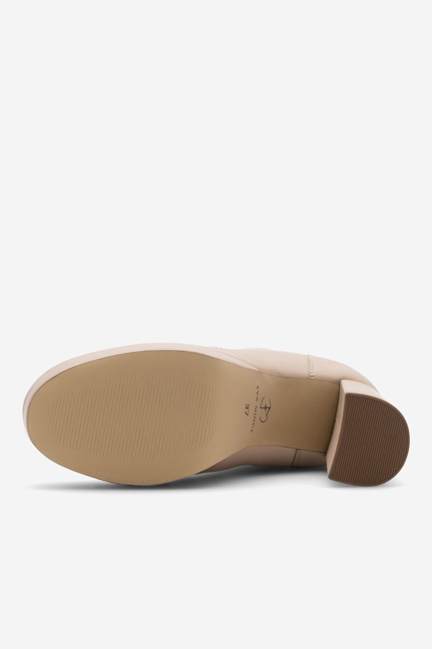 
                EVA MINGE - Botki skórzane na słupku - 5905588004196