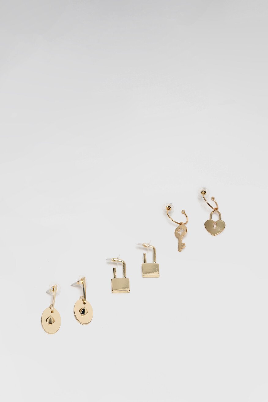 
                ACCCESSORIES - Zestaw 3 par kolczyków metaliczny złote - 5903698820859