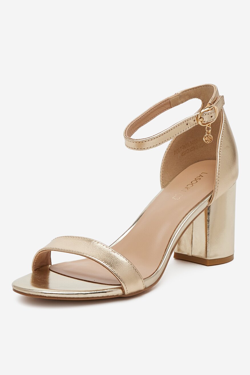 Lasocki - Sandały skórzane na słupku - 5903698597621