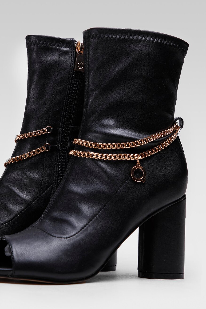 Quazi - Botki z aplikacją czarne - 5904248191726