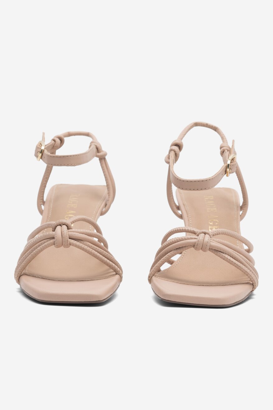 
                RAGE AGE - Skórzane sandały beżowe - 5904862797403