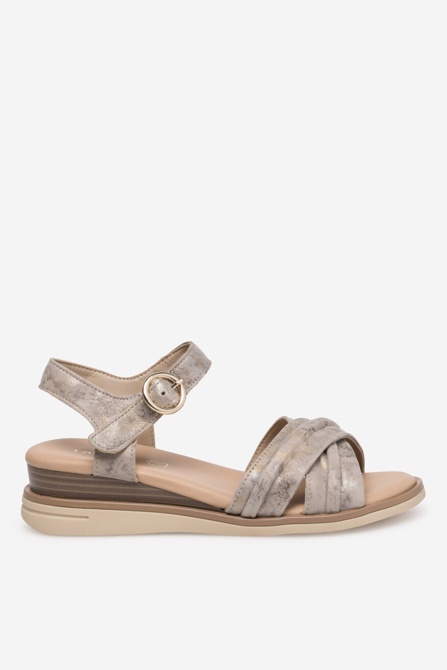 Lasocki - Sandały skórzane na koturnie - 5905588519621