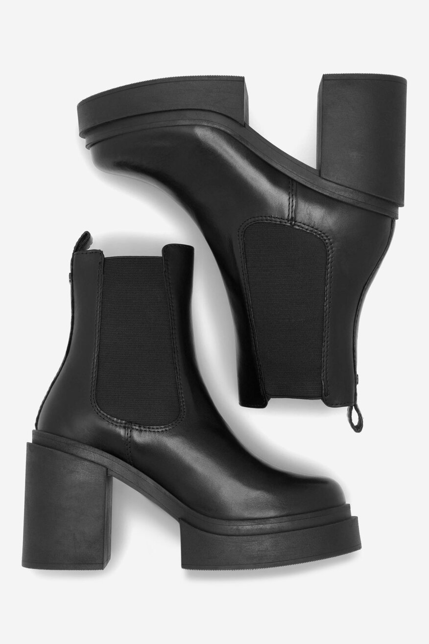 Badura - Botki skórzane na słupku - 5905588109488