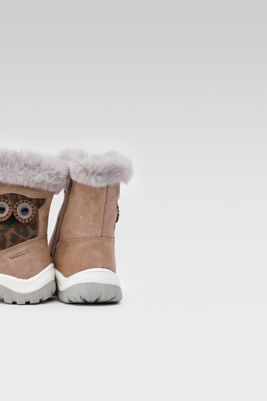 
                Lasocki Kids - Skórzane kozaki szare - 5904862380971