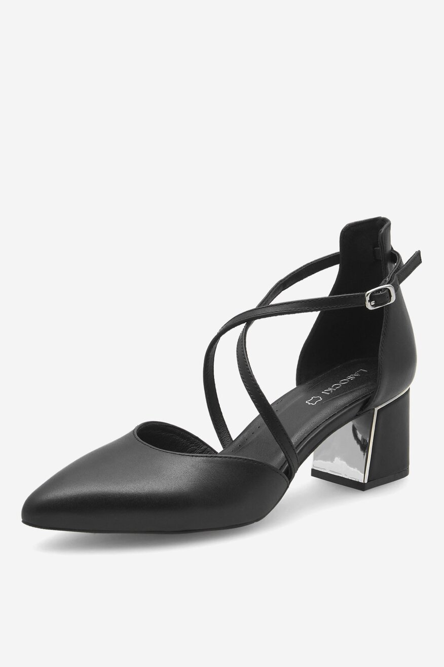 Lasocki - Czółenka skórzane na słupku - 5905588777113