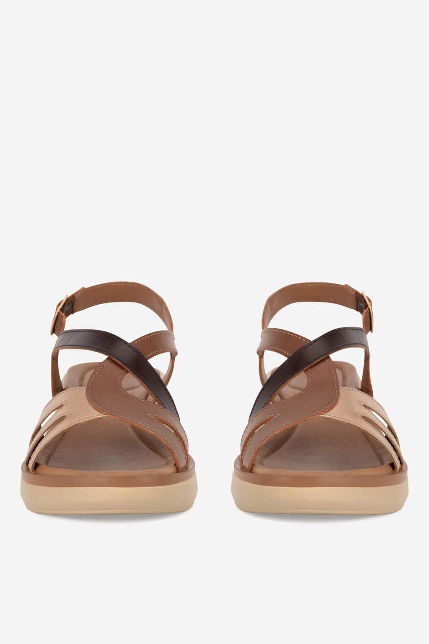 
                Lasocki - Sandały skórzane na koturnie - 5905588574149