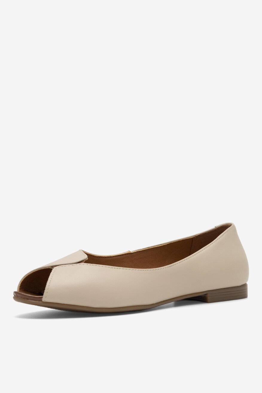 
                Sarah Karen - Skórzane baleriny z odkrytymi palcami - 5904862836959