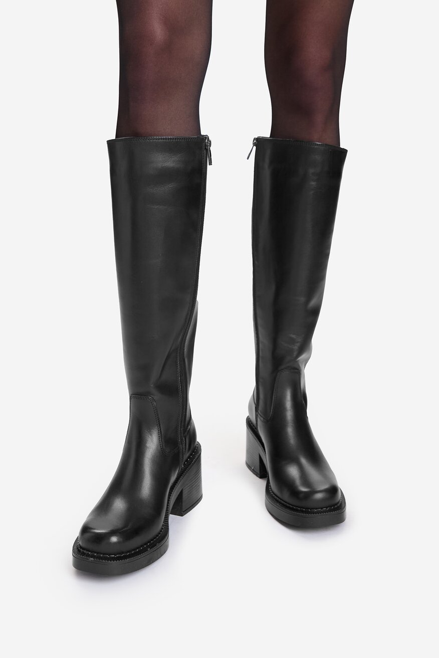 Gino Rossi - Kozaki skórzane na słupku - 5906751476604