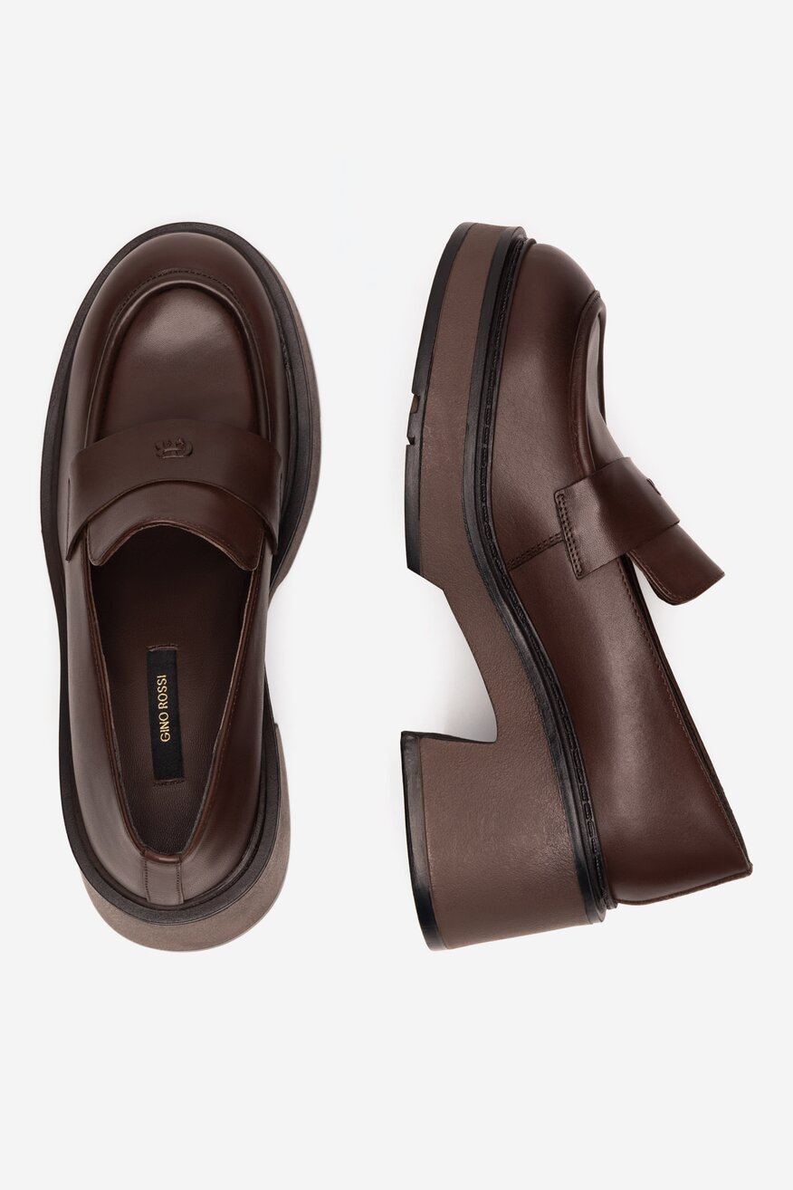 Gino Rossi - Loafersy skórzane na obcasie - 5905588991199