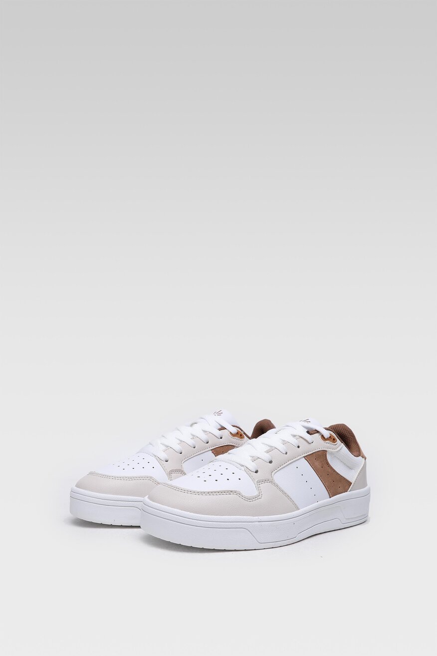 
                OMENAA FOUNDATION - Sneakersy beżowe sznurowane - 5904248624873