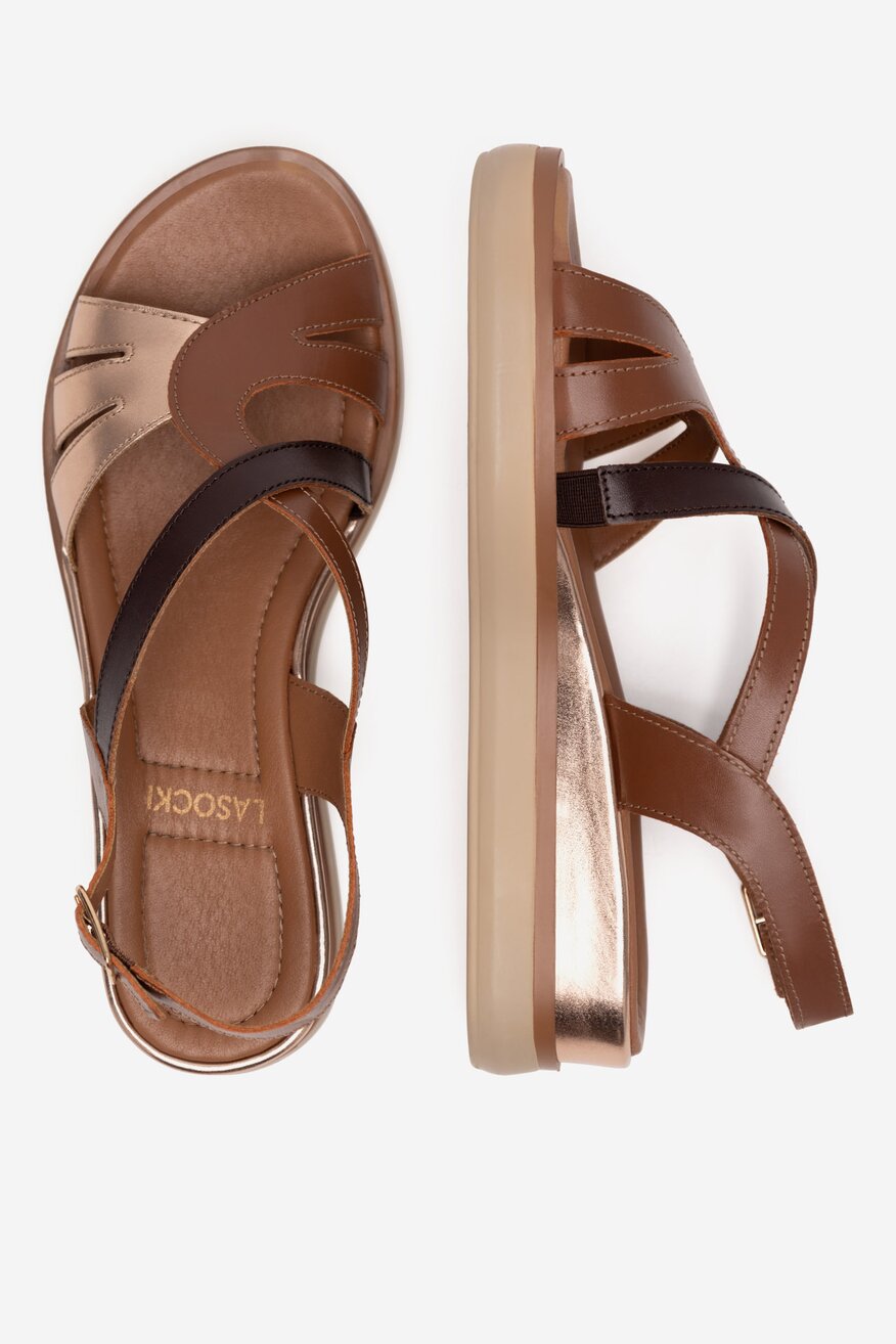 
                Lasocki - Sandały skórzane na koturnie - 5905588574149