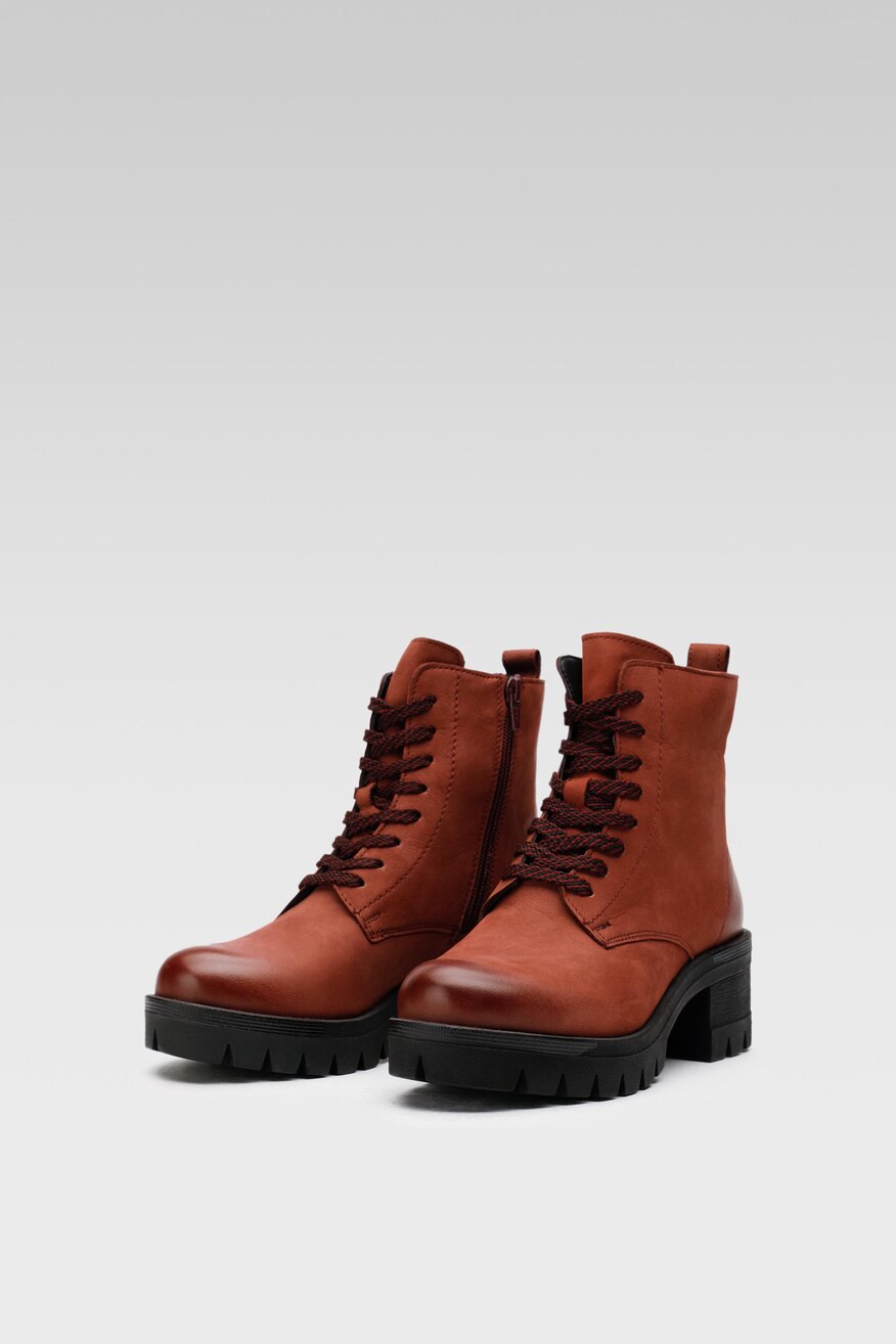 Lasocki - Skórzane trzewiki bordowe - 5904248890919