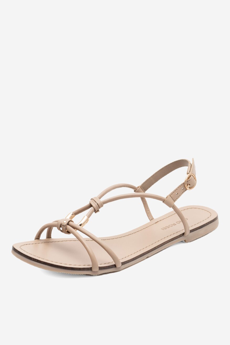 Gino Rossi - Skórzane sandały beżowe - 5904862657738