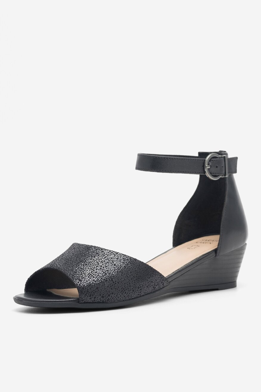 
                Sarah Karen - Skórzane sandały czarne - 5904862893662