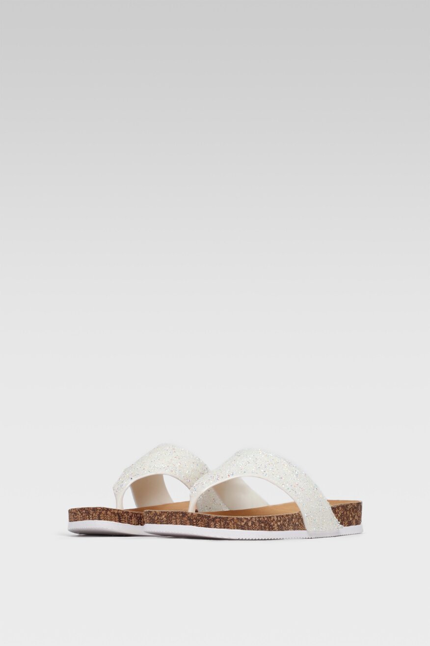 
                Bassano - Japonki z efektem glitter białe - 5903698684055