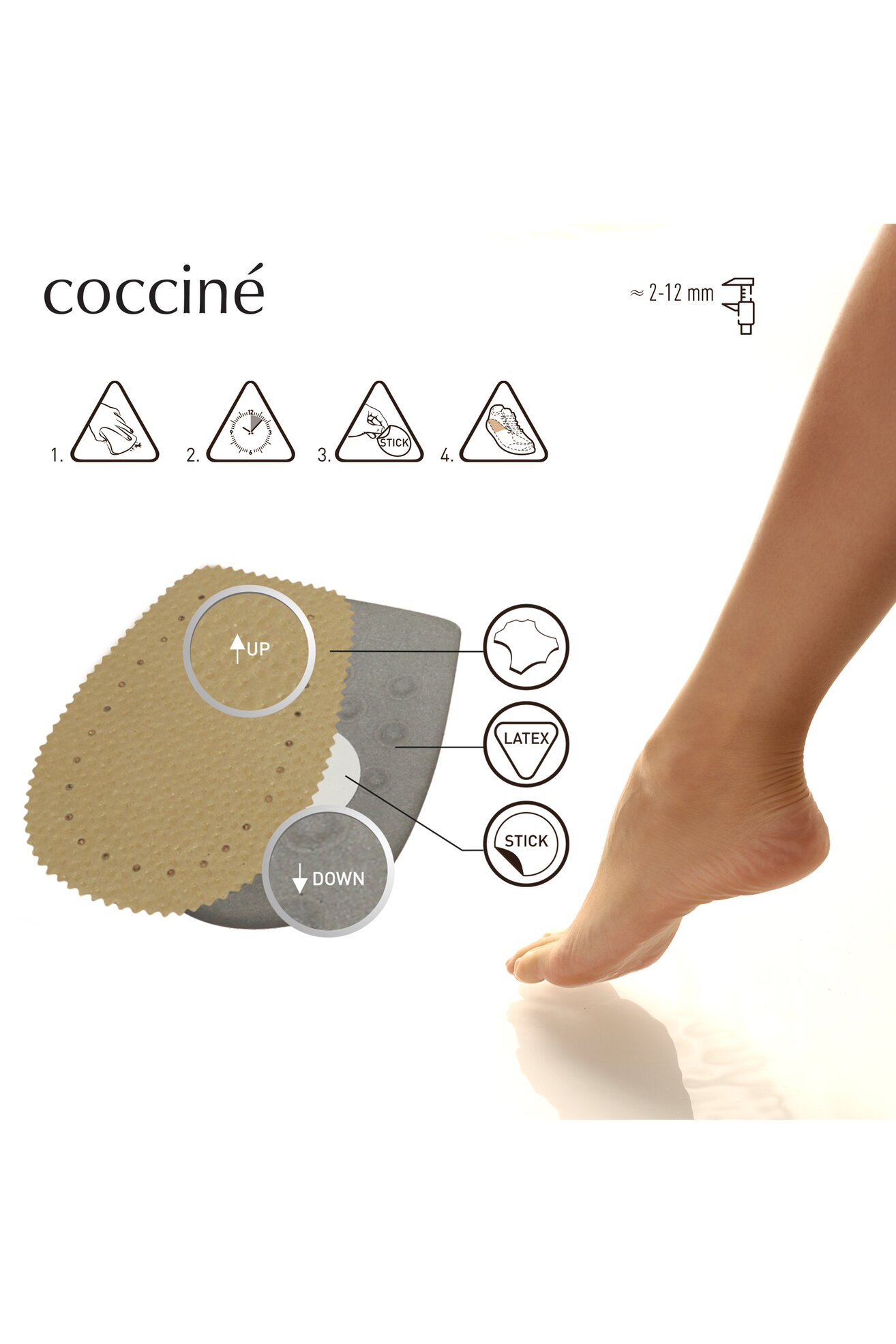 Wkładki do obuwia Coccine COCCINE HEEL PAD LATEX-LEATHER PODPIĘTKA NR S (1) AZ beżowy Beżowy