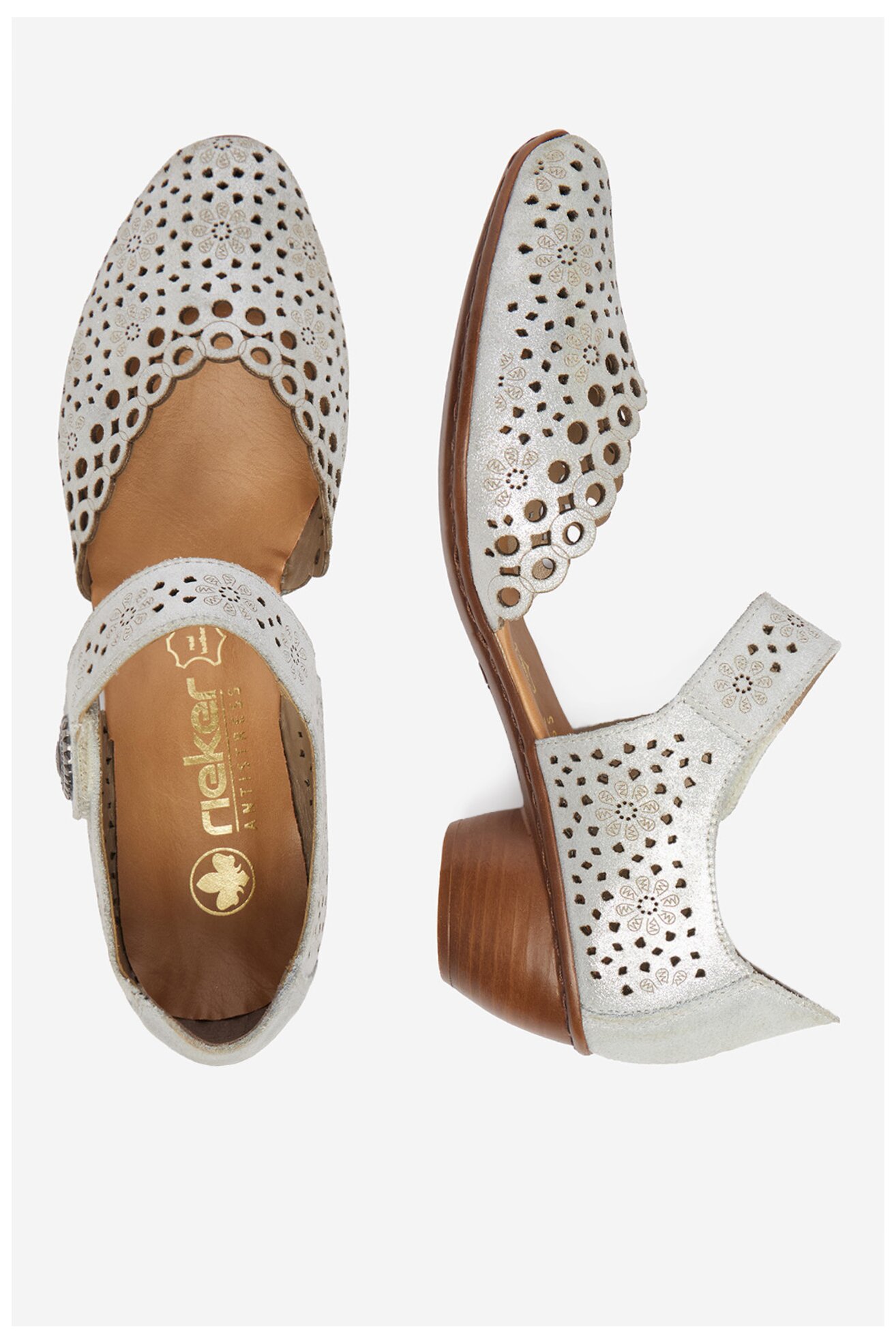 Елегантни обувки Rieker CEO-43753-90 СРЕБРИСТ