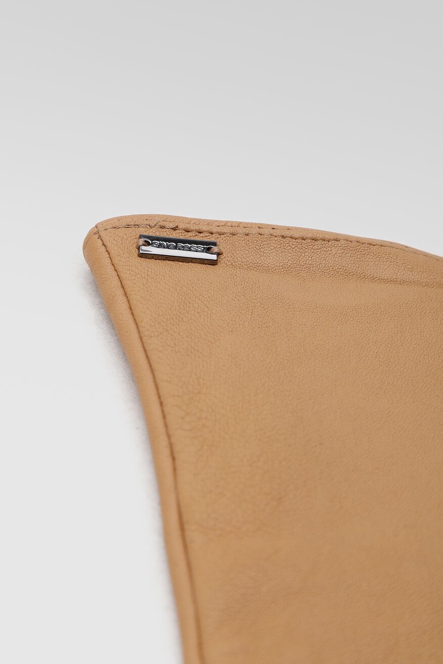 Gino Rossi - Rękawiczki damskie skórzane beżowe - 5904248146818