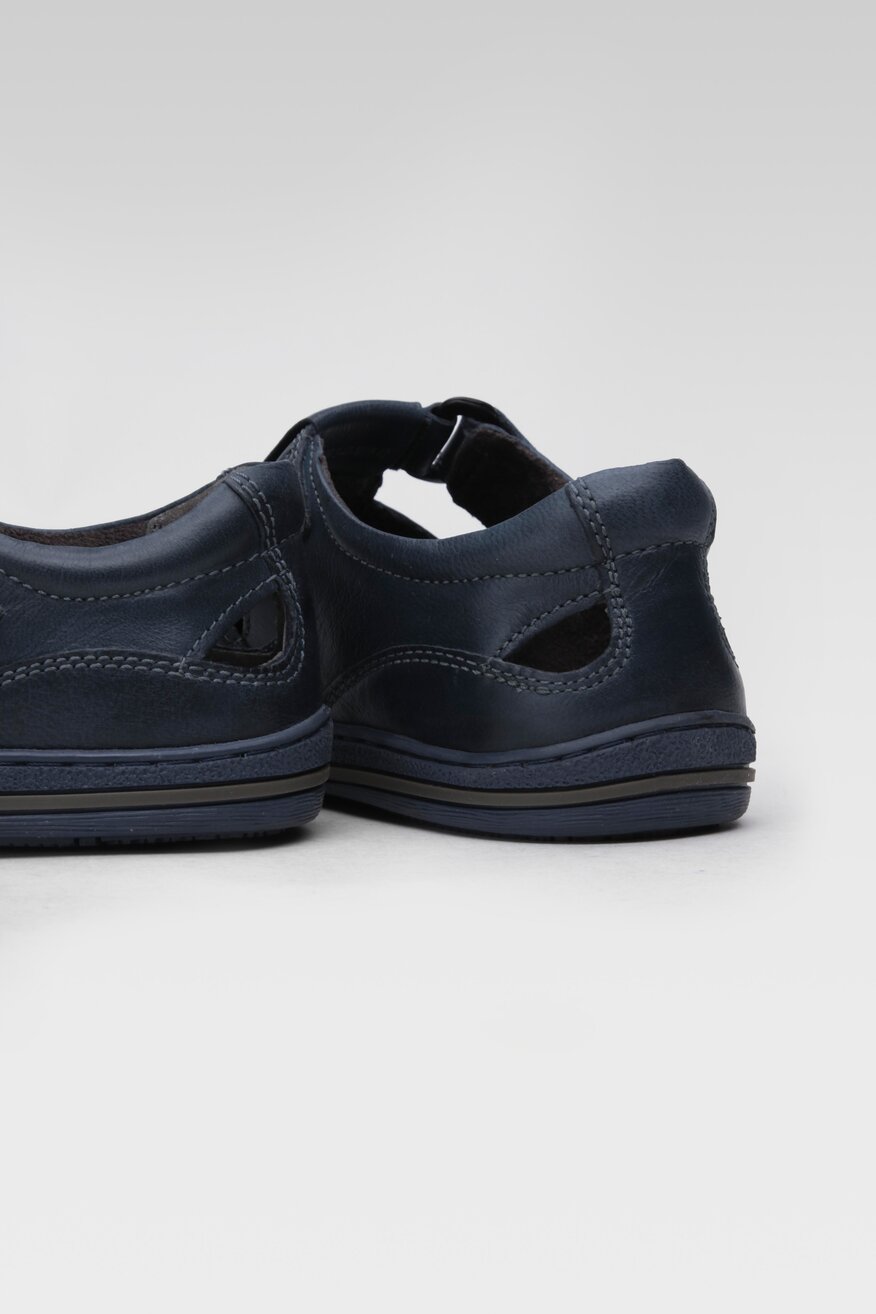 
                Cesare Cave - Skórzane sandały granatowe - 5904862771502