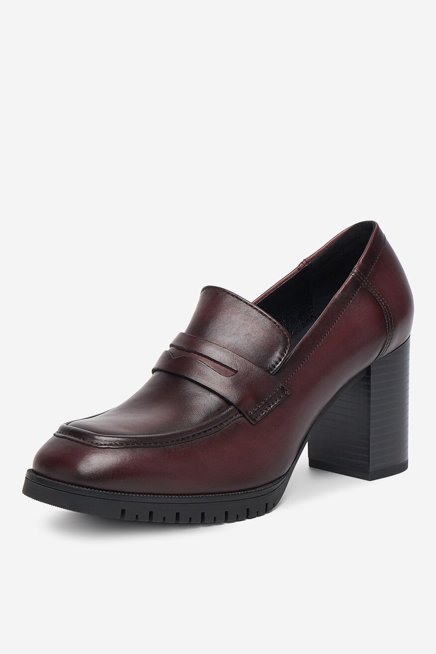 
                Lasocki - Loafersy skórzane na obcasie - 5906751354056