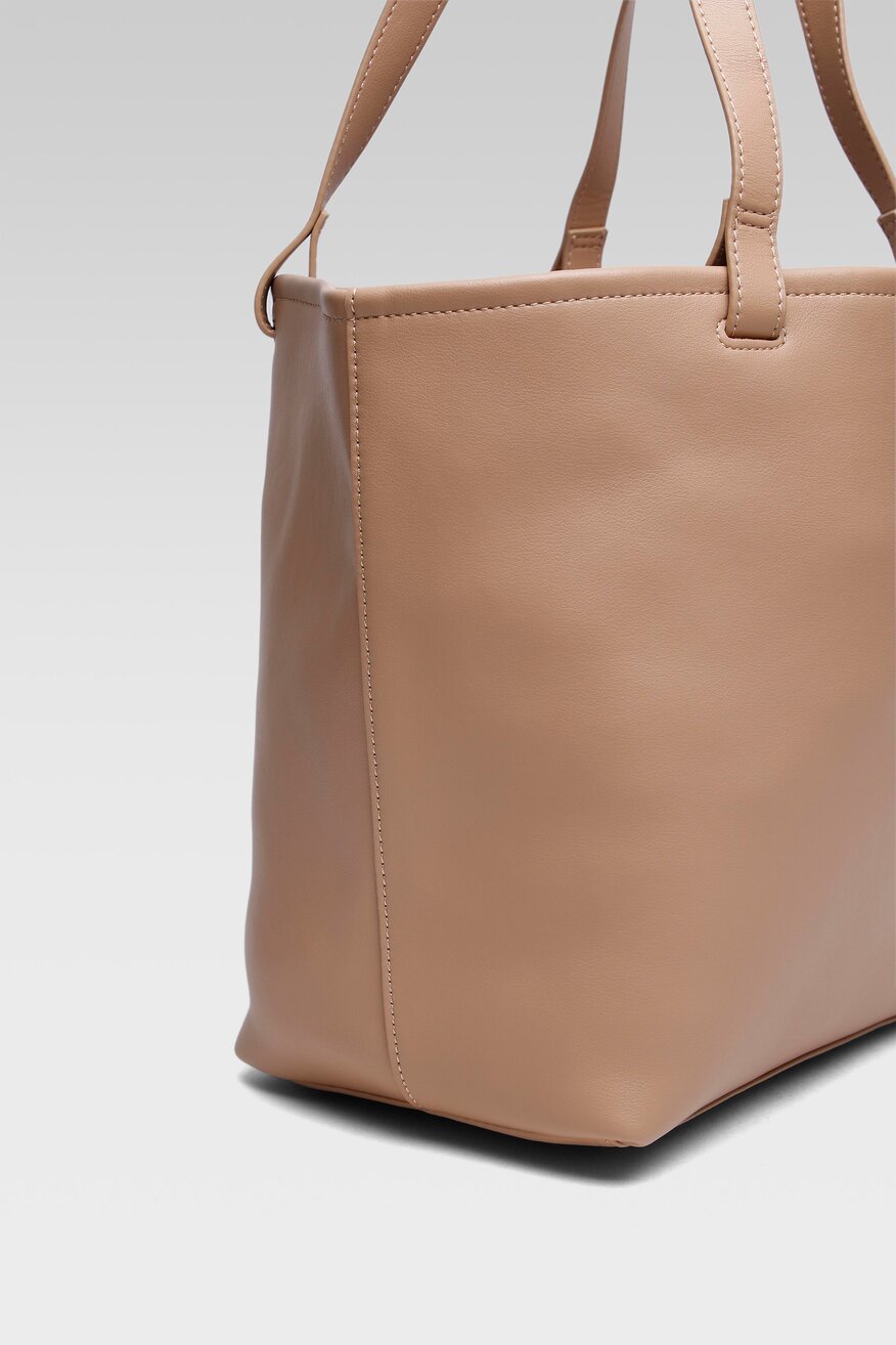 Gino Rossi - Torebka shopper skórzana beżowa - 5904248089054