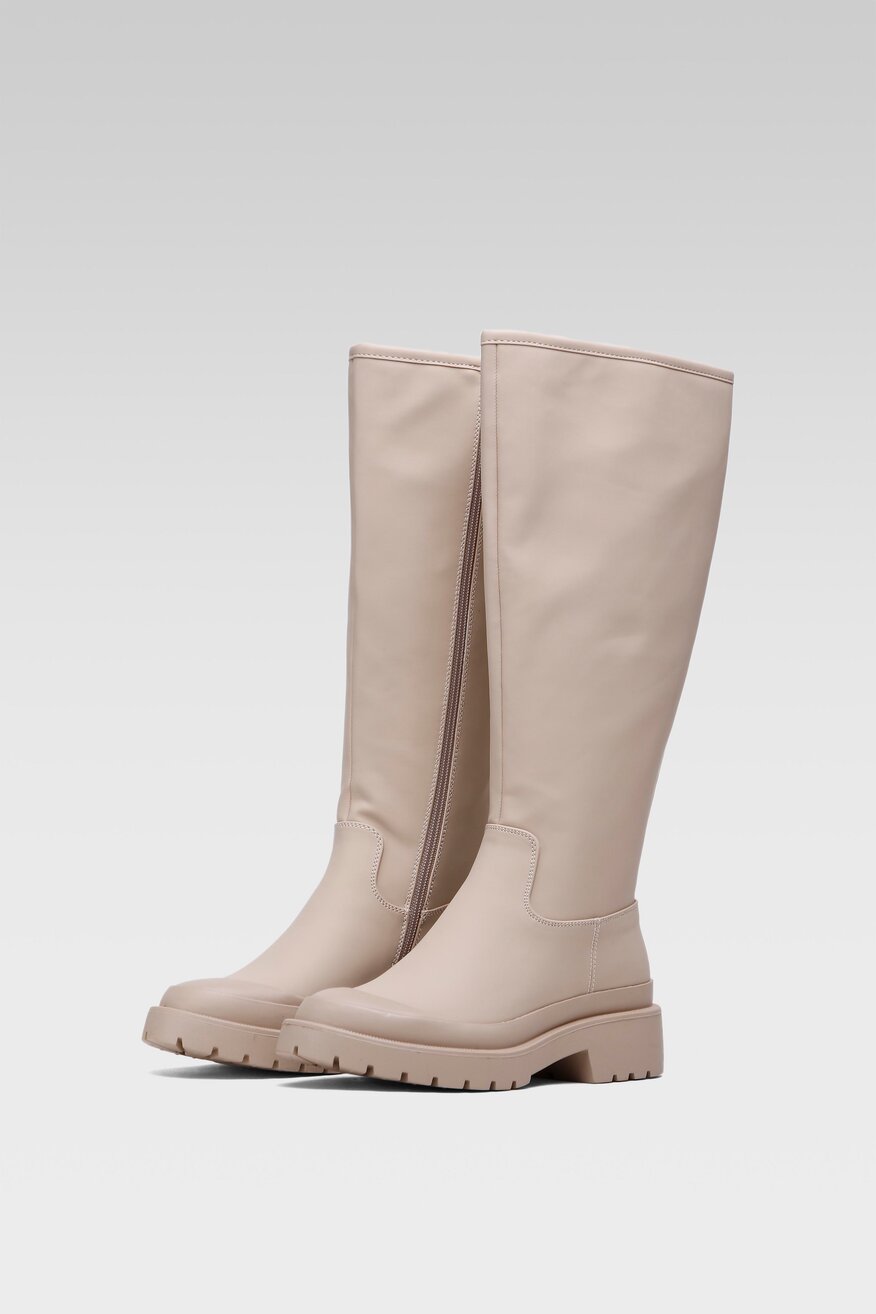 
                Jenny Fairy - Kozaki beżowe z suwakiem - 5904248129378