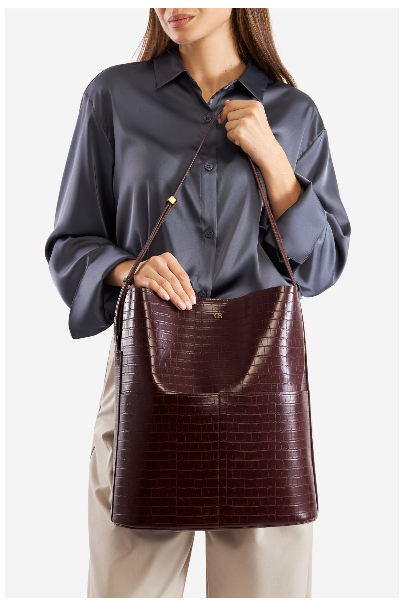 Сумка З Ремінцем Gino Rossi CS7779-CROCO ТЕМНО-КОРИЧНЕВИЙ