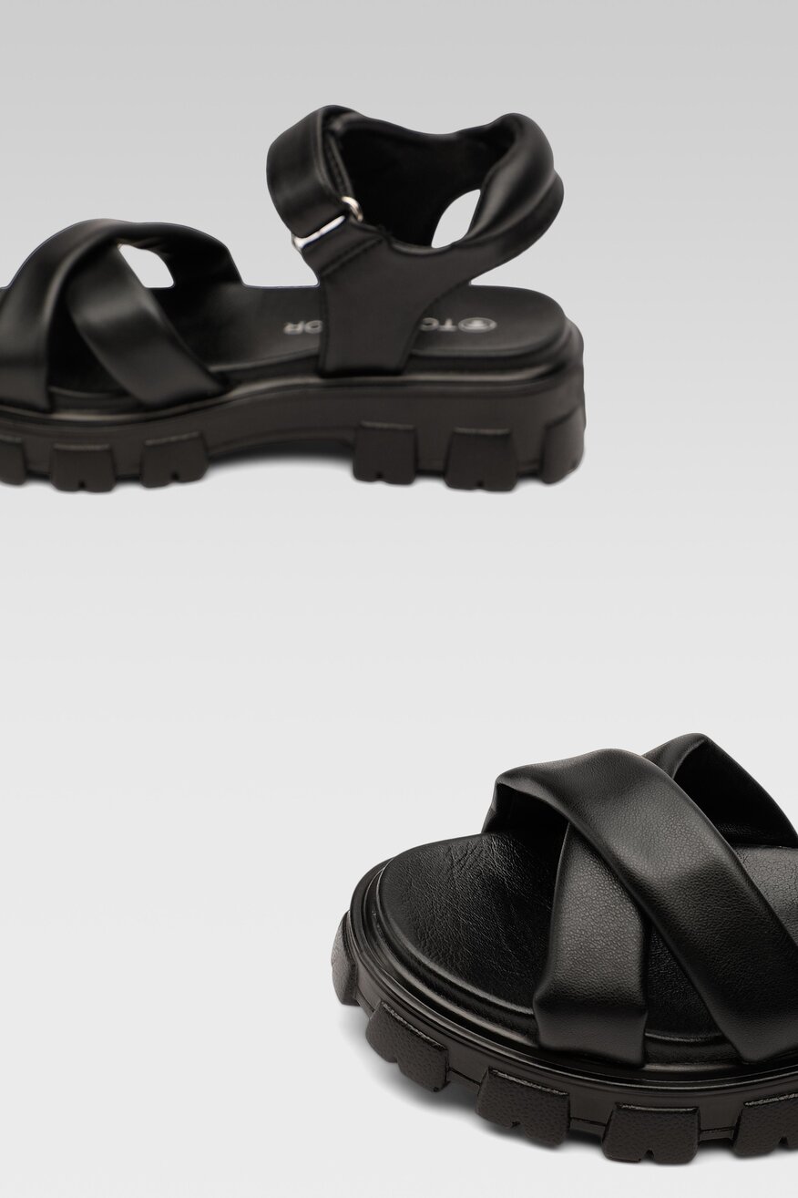 Tom Tailor - Sandały czarne na rzep - 5904248544287