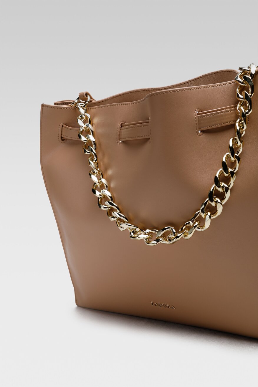 Badura - Torebka na ramię skórzana z aplikacją - 5904248535001