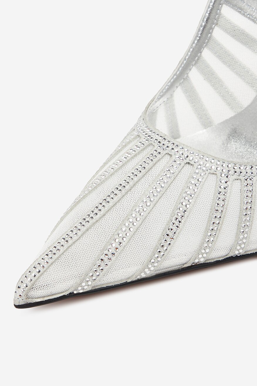 Pantofi cu toc EVA MINGE ARGINTIU - 5906751342855