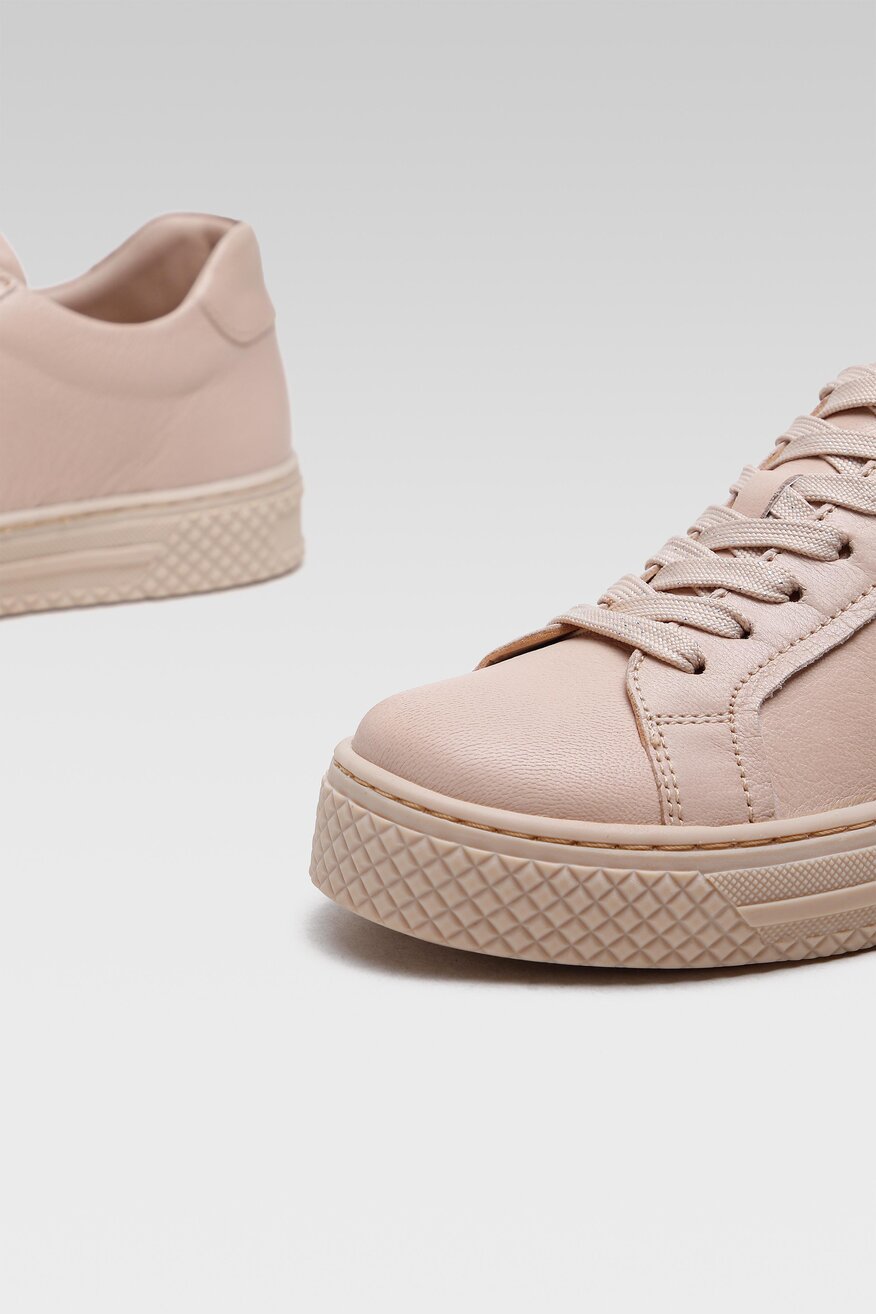 Lasocki - Skórzane sneakersy różowe - 5904248255732