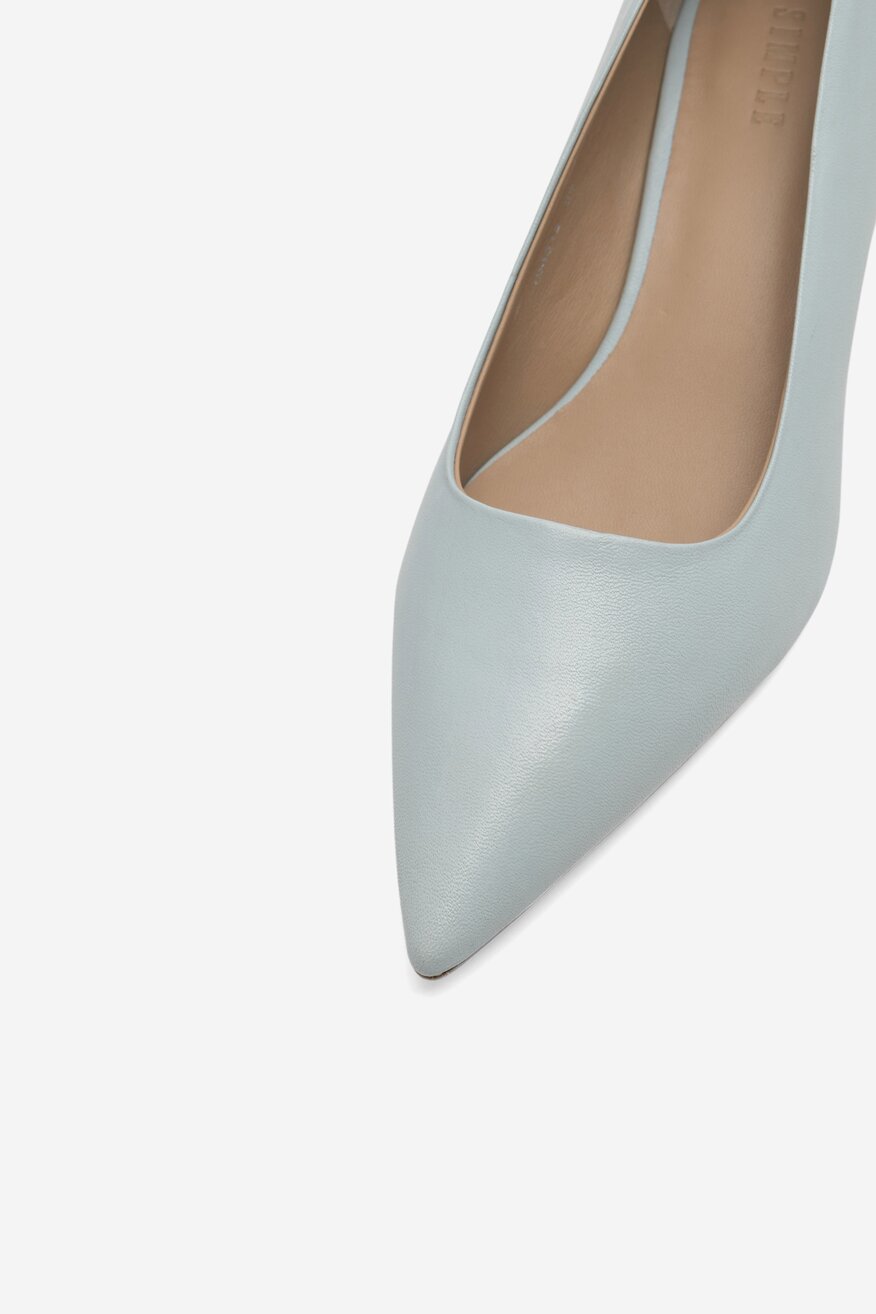 
                SIMPLE - Skórzane czółenka niebieskie - 5904862795027