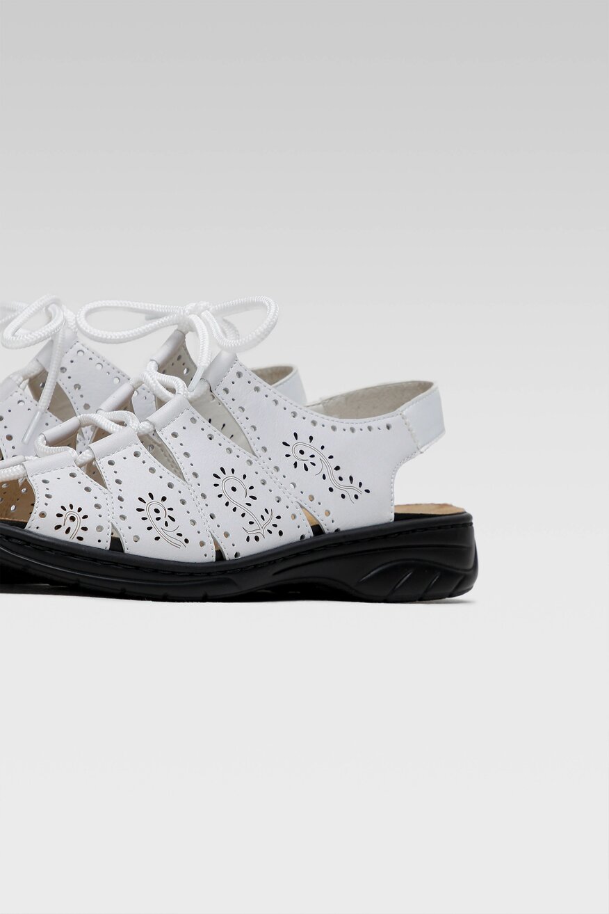 
                Rieker - Skórzane sandały ażurowe - 5904248594152