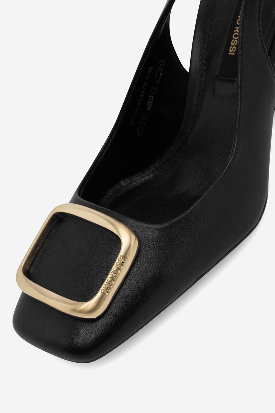 Gino Rossi - Czółenka skórzane na słupku - 5905588562887